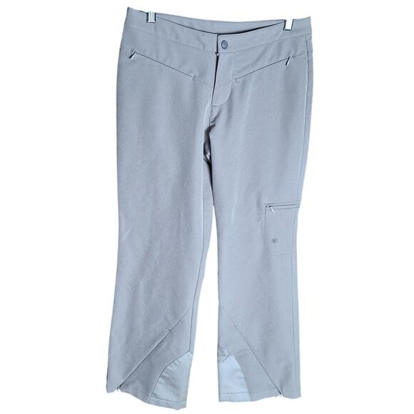 Athleta Women 4 Petite Beige Soft Shell Wide Leg Ski Hiking Zipper Outdoor Pants - Picture 1 of 6